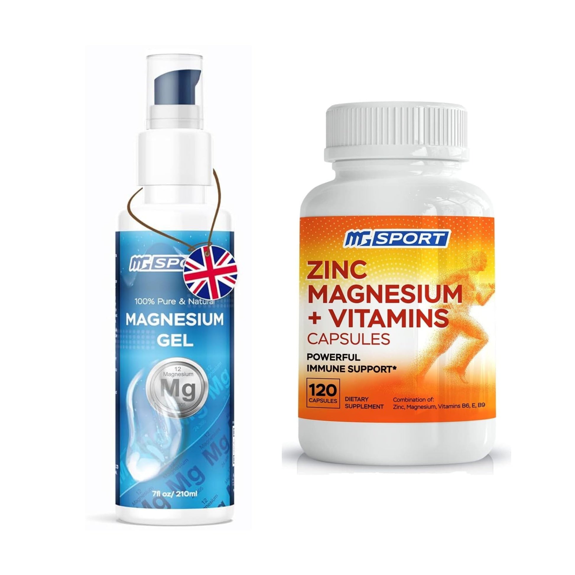 High Absorption Zinc and Magnesium Bundle for Muscle Recovery - Zinc Supplement and Transdermal Magnesium Gel for Leg Cramps MgSportBuy Supplements Australia