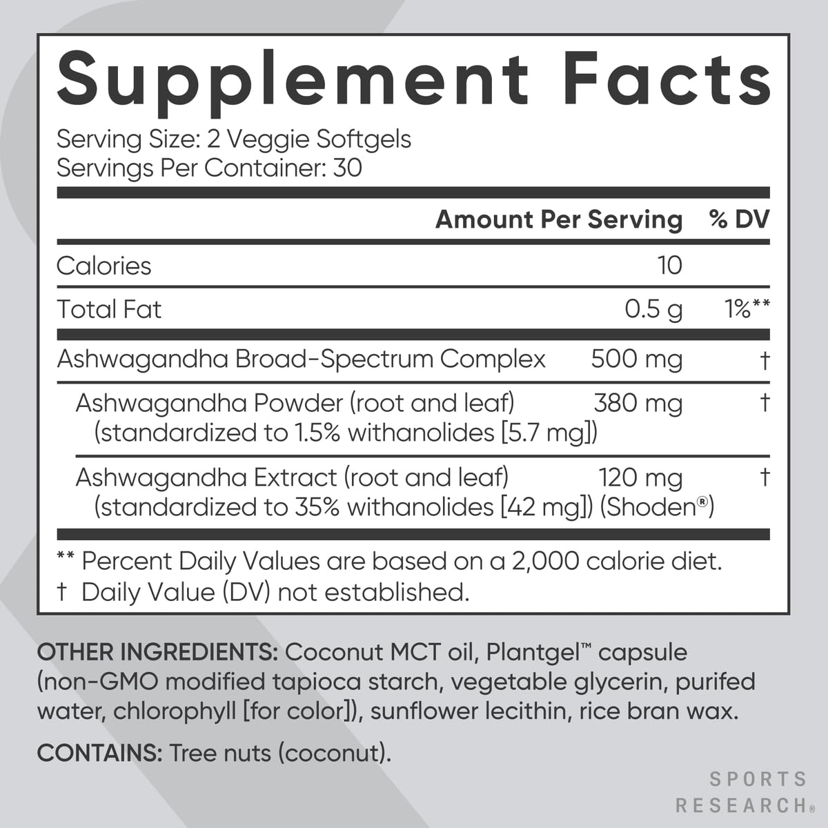 Sports Research® Ashwagandha Softgels with Coconut MCT Oil - Natural Adaptogen Made with Shoden® Ashwa for Relaxation, Calm & Sleep Support - Gluten Free & Vegan Friendly - 60 Count Sports ResearchBuy Supplements Australia
