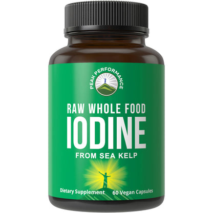 Raw Whole Food Iodine Supplement from Organic Kelp (Ascophyllum Nodosum) by Peak Performance. Potassium Iodide Support Tablets. for Metabolism, Energy, and Immune. 60 Vegan Capsules, Pills. Peak PerformanceBuy Supplements Australia