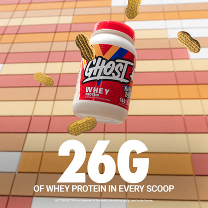 GHOST Whey Protein Powder, Nutter Butter - 2LB Tub, 26G of Protein - Peanut Butter GHOSTBuy Supplements Australia