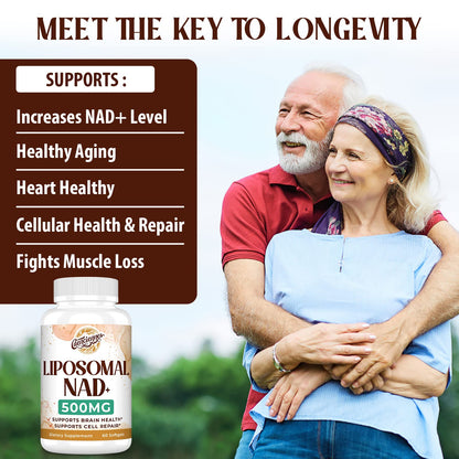 Liposomal NAD+ 500 MG Supplement, True NAD Plus Supplement, Superior Absorption, Boost NAD+ More Efficient Than Nicotinamide Riboside for Cellular Energy, Healthy Aging, 120 Serving CaenciennesBuy Supplements Australia