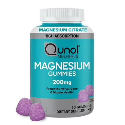 Qunol Magnesium Gummies for Adults, 200mg Elemental Magnesium (from 1,750mg Magnesium Citrate), High Absorption Magnesium Supplement, Supports Nerve, Bone and Muscle Health, Vegetarian, 90 Count QunolBuy Supplements Australia