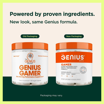 Genius Gamer, Gaming Focus Supplement, 80 Pills - Elite Nootropic Performance Booster - Boost Brain & Mental Clarity, Reaction Time & Concentration - Blue Light Support with Lutemax The Genius BrandBuy Supplements Australia