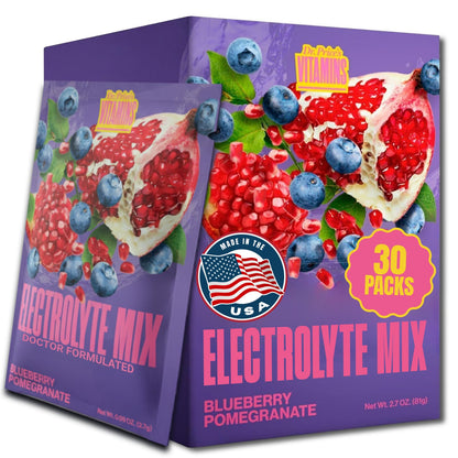 Dr. Price’s Electrolytes Hydration Powder Packets – Blueberry Pomegranate, 30 Packs | Sugar Free Electrolyte Drink Mix, 72+ Trace Minerals, Manganese
