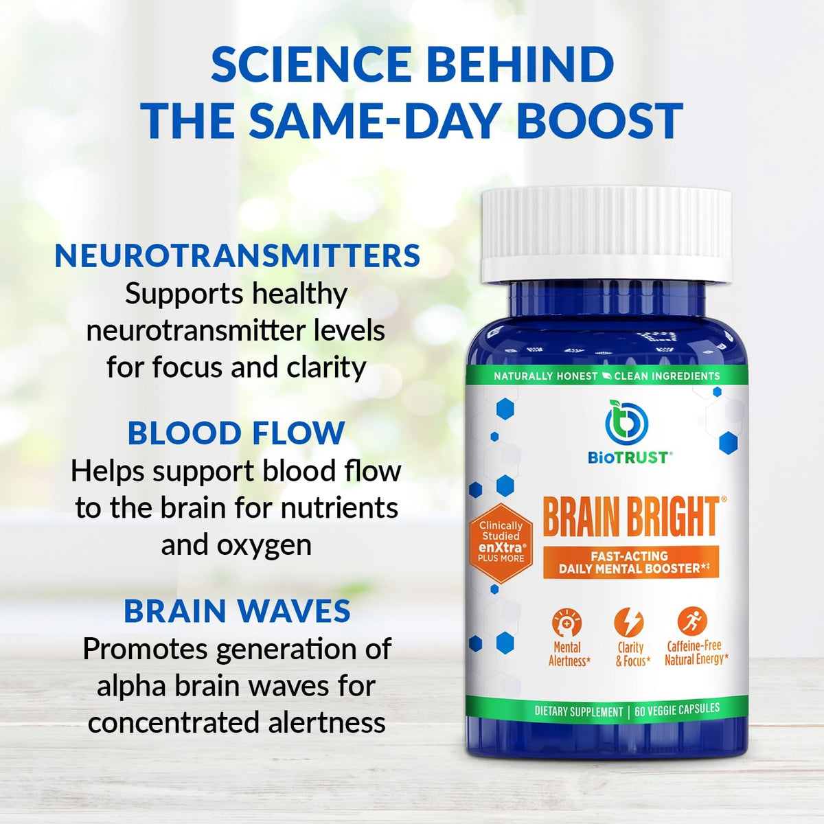 BioTrust Brain Bright – Daily Nootropic Boost for Focus, Concentration, Mental Clarity – Caffeine Free Nootropics Brain Support Supplement – Thai Ginger, Ginkgo, Folate, L-Theanine – 30 Servings BioTrustBuy Supplements Australia