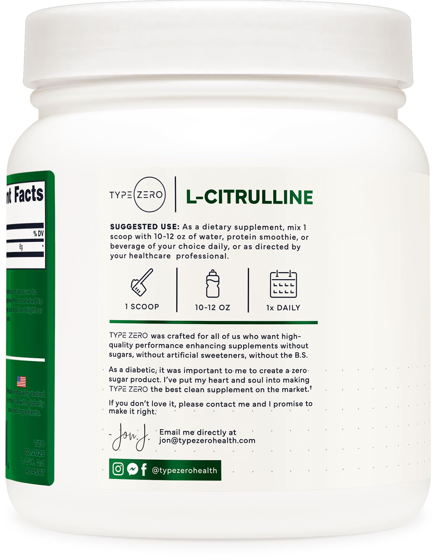 Type Zero Clean L-Citrulline Malate 2:1 Powder Drink Mix (500g, Unflavored) (83 Servings) - Keto Friendly, Gluten Free, Non-GMO Type ZeroBuy Supplements Australia