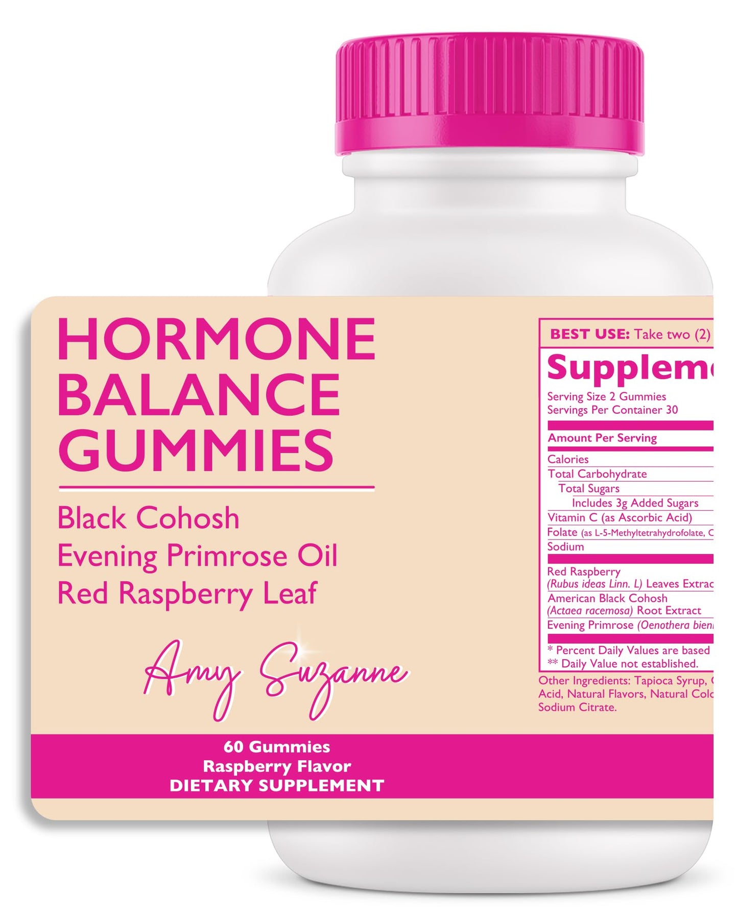 Amy Suzanne Hormone Balance Gummies for Women - Hormone Harmony for Mood, Energy, Bloating - Hormonal PMS, Perimenopause & Menopause Support - Red Raspberry Leaf & Black Cohosh - 60 Gummy Supplements Amy SuzanneBuy Supplements Australia