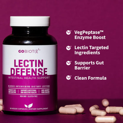 GOBIOTIX Lectin Defense - Lectin Blocker Supplement for Leaky Gut with MSM and Digestive Enzymes - Aids in Intestinal Health for Women and Men - Non-GMO