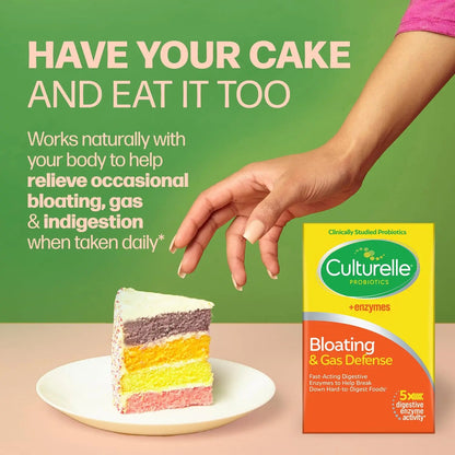 Culturelle Bloating & Gas Defense, Digestive Enzymes & Probiotics for Digestive Health, 30 Capsules, Supports Occasional Indigestion & Discomfort CulturelleBuy Supplements Australia