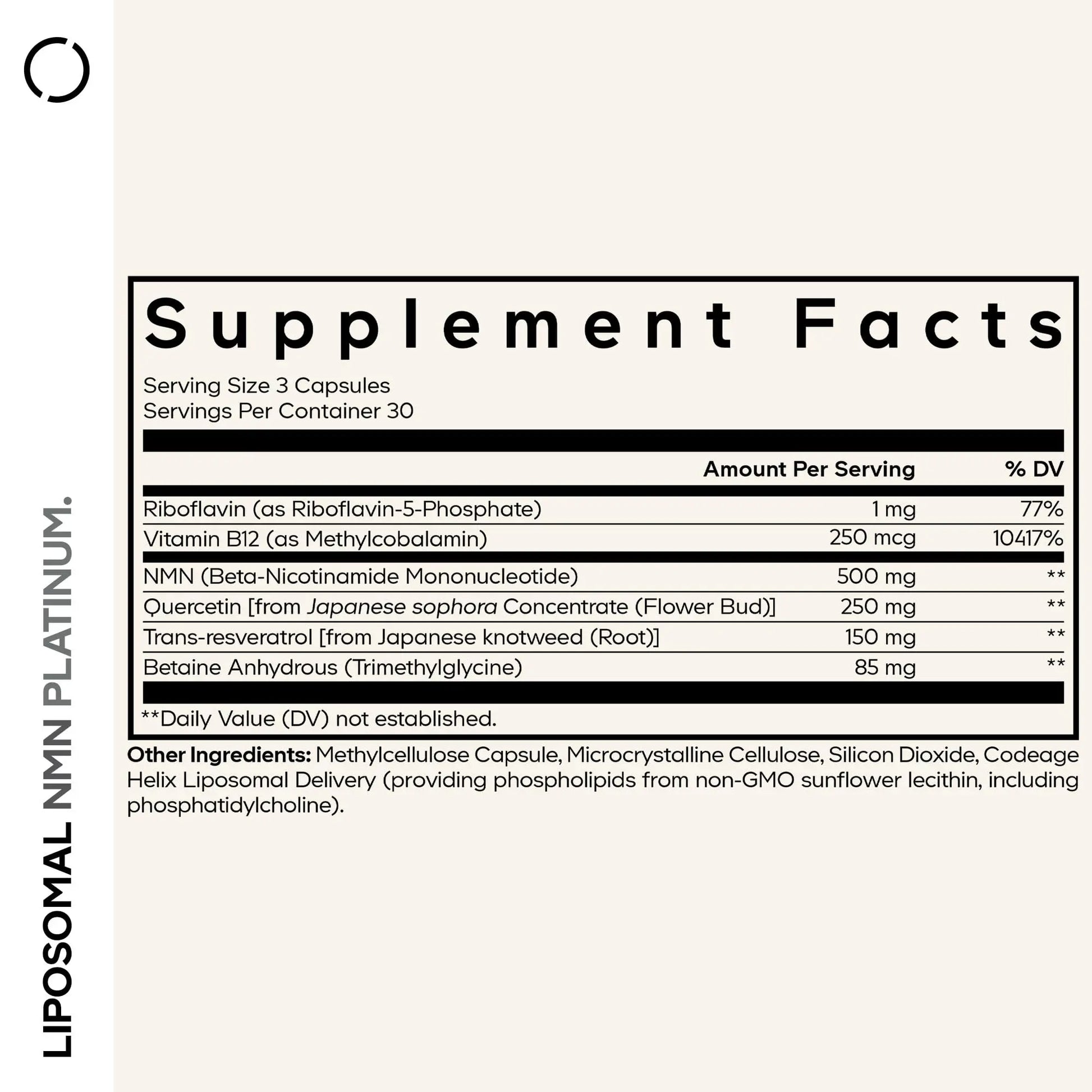 Codeage Liposomal NMN Platinum - 500 mg NMN Supplement, Nicotinamide Mononucleotide, NAD Precursor - Quercetin, Resveratrol, Betaine TMG, Vitamin B2 Riboflavin & Vitamin B12 - Non-GMO - 90 Capsules CodeageBuy Supplements Australia