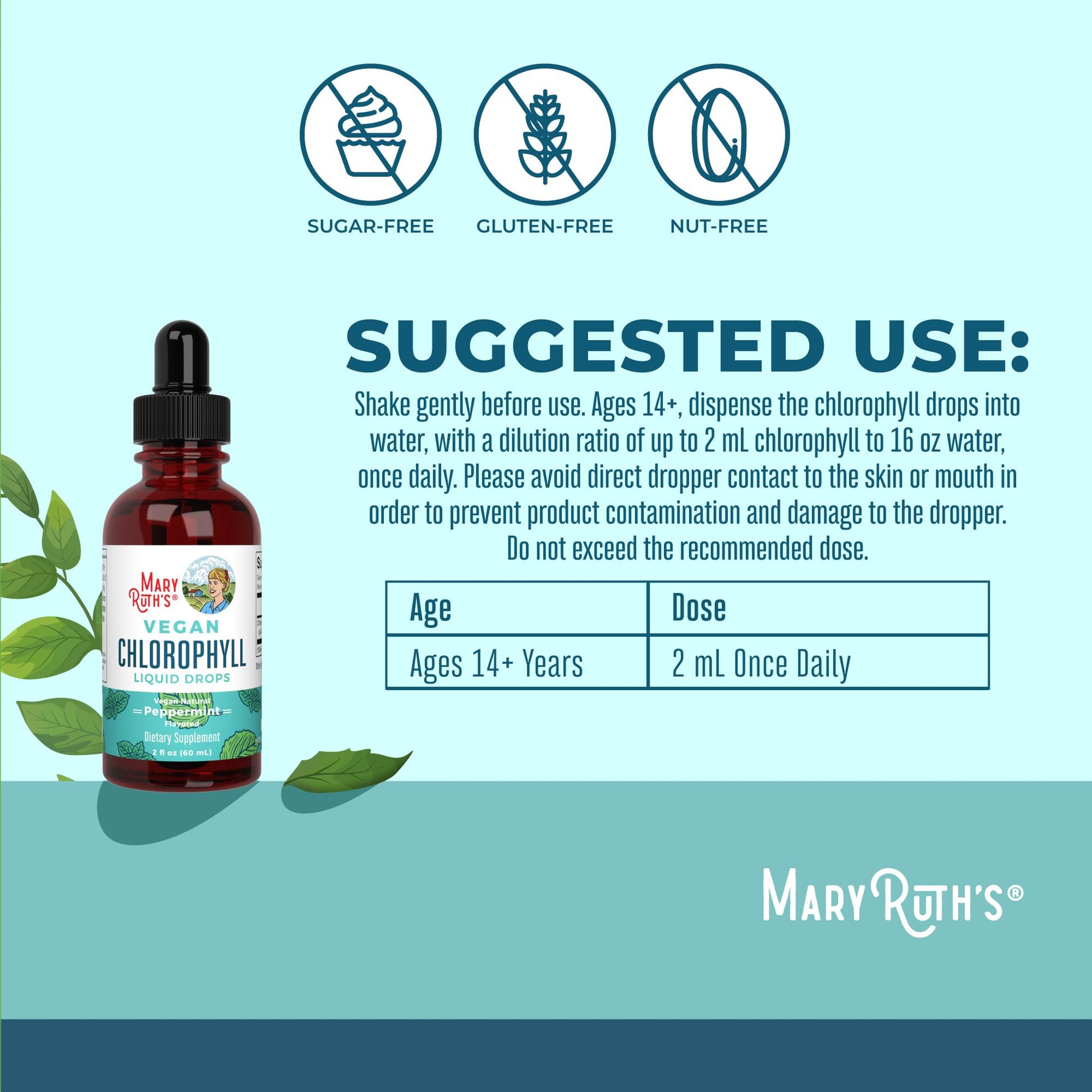MaryRuth's Chlorophyll Liquid Drops | Clean Label Project Certified® | Vegan | Non-Diluted Liquid Chlorophyll| Mulberry Derived Supplement for Ages 14+ | Non-GMO | Delicious Minty Flavor | 2 Fl Oz MARYRUTH'SBuy Supplements Australia