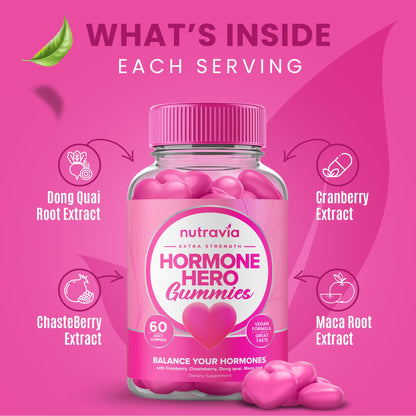 Hormone Balance For Women Gummies + PMS Relief Supplement - Supports Mood Swings, Clear Skin, Reduced Cramps and Bloating - Hormonal PMS Gummies PCOS Vitamin with Cranberry, Dong Quai (60 Gummies) NutraviaBuy Supplements Australia