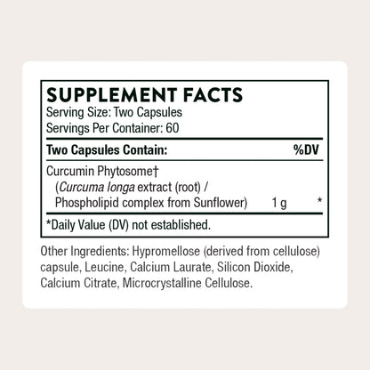 THORNE - Curcumin Phytosome 1000 mg (Meriva) - Clinically Studied, High Absorption - Supports Healthy Inflammatory Response in Joints, Muscles, GI Tract, Liver, Brain & Nerves* - 60 Servings THORNEBuy Supplements Australia