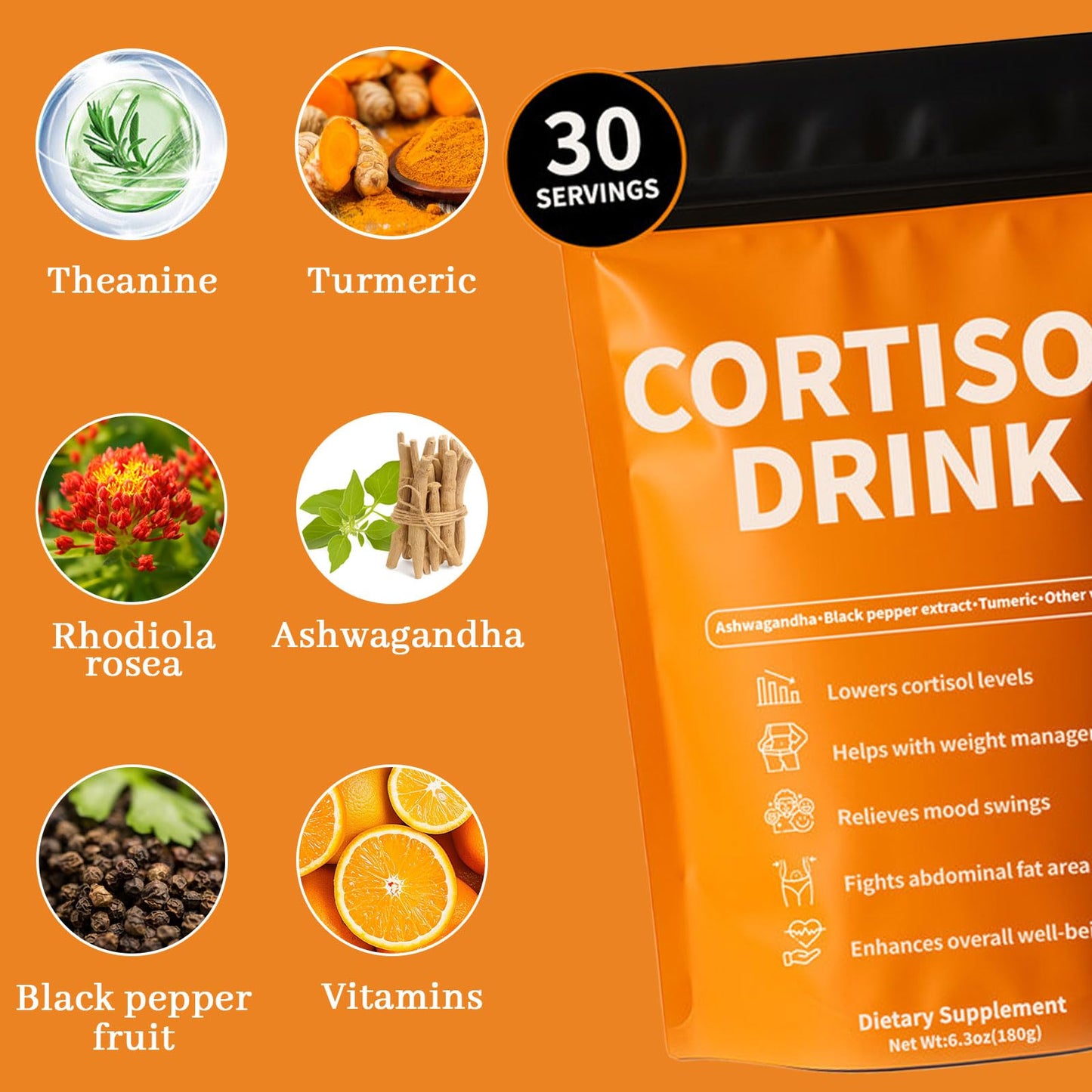 Rulinal Cortisol Drink Powder | Cortisol Supplements for Women | Ashwagandha, L-Theanine, Turmeric Root, Black Pepper Extract for Relax & Focus, Healthy Cortisol Levels, Mental Clarity, Vegan, 6.3oz RulinalBuy Supplements Australia