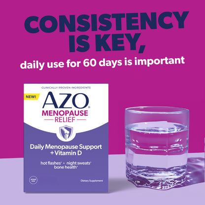 AZO® Daily Menopause Relief + Vitamin D to Support Strong Bones, Menopause Supplements for Women, Reduces Hot Flashes and Night Sweats* - 30 Count AZOBuy Supplements Australia