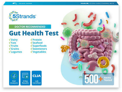 5Strands Gut Health Test for Adults & Kids, 500+ Items Tested, At-Home Hair Sample Screening for Food Intolerances Linked to Digestive Issues, Skin Irritation, Brain Fog & Headaches, Results in 4 Days 5StrandsBuy Supplements Australia