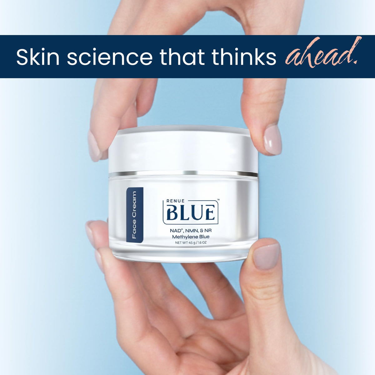 Renue Blue Methylene Blue Face Cream - Liposomal NAD+ Complex and Nutrients for Skin Rejuvenation, Deep Hydration, and Anti-Aging Support Renue By ScienceBuy Supplements Australia