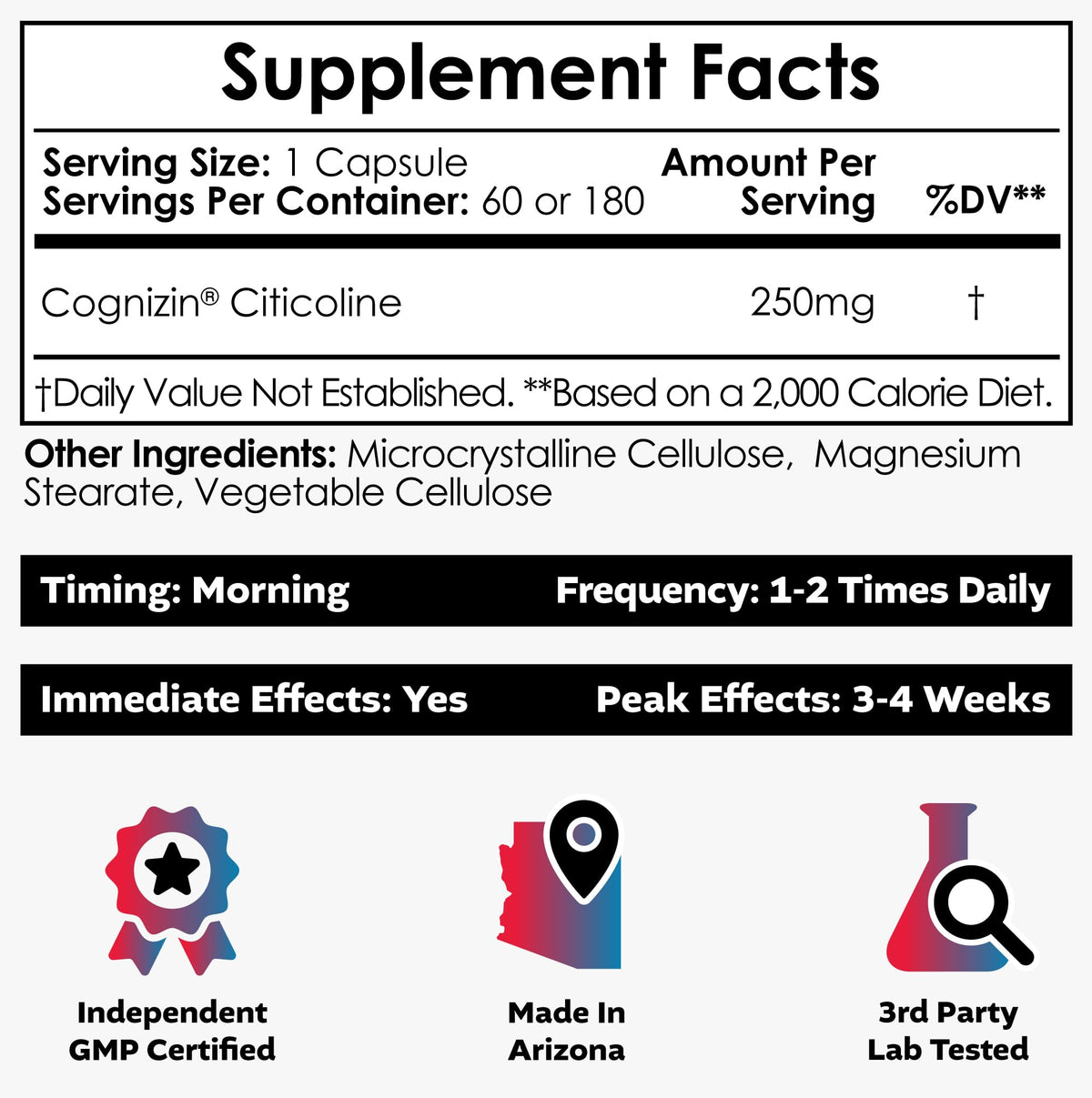 Nootropics Depot Cognizin Citicoline Capsules | 60 Count | Choline Supplement | Brain Health Supplement | Regulates Memory and Cognitive Function | Supports Attention, Focus and Recall Nootropics DepotBuy Supplements Australia
