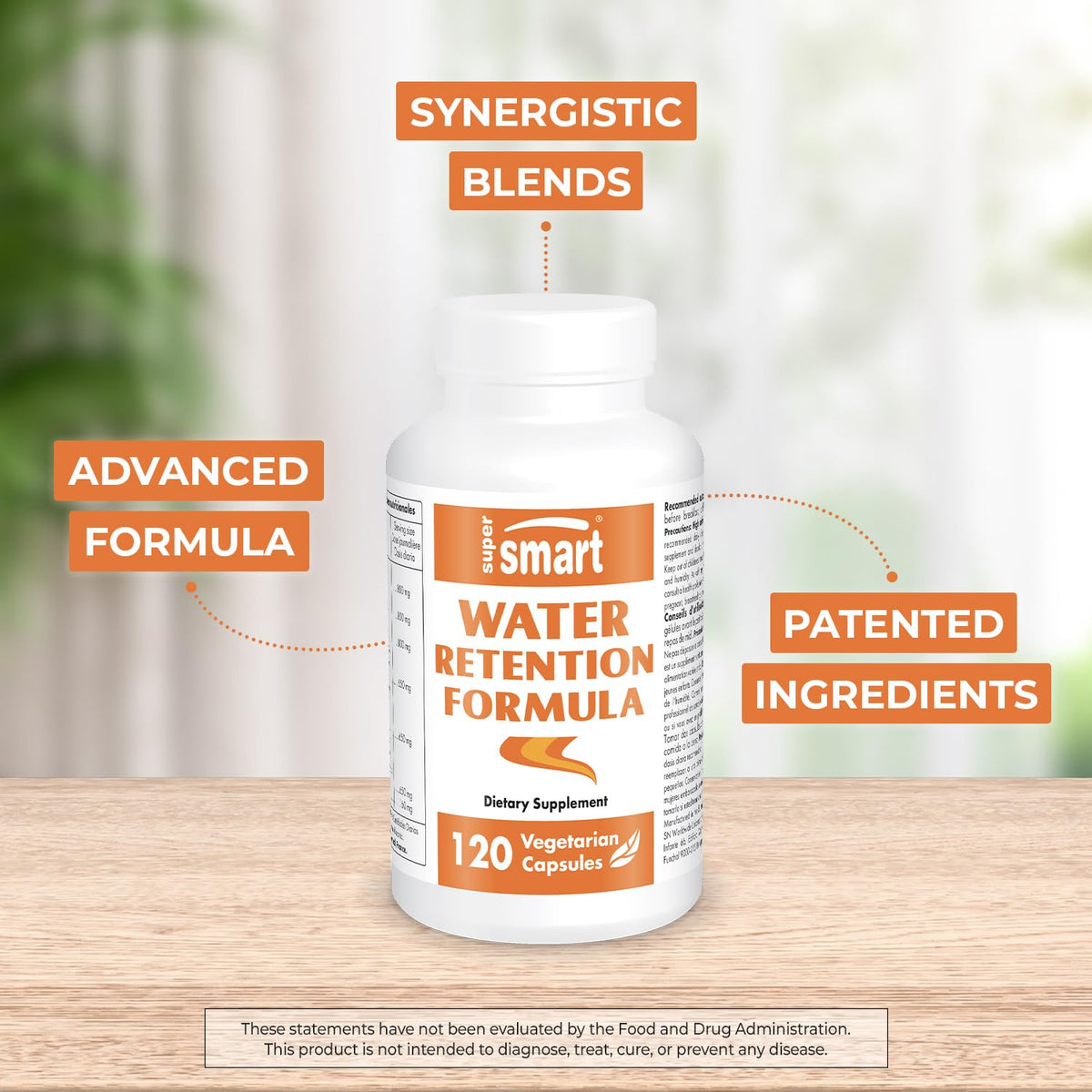 Supersmart - Water Retention Formulation (Advanced Complex) - with Dandelion, Guarana, Caffeine, Betalains - Natural Lymphatic Drainage Supplement | Non-GMO & Gluten Free - 120 Vegetarian Capsules Supersmart buy supplements Au