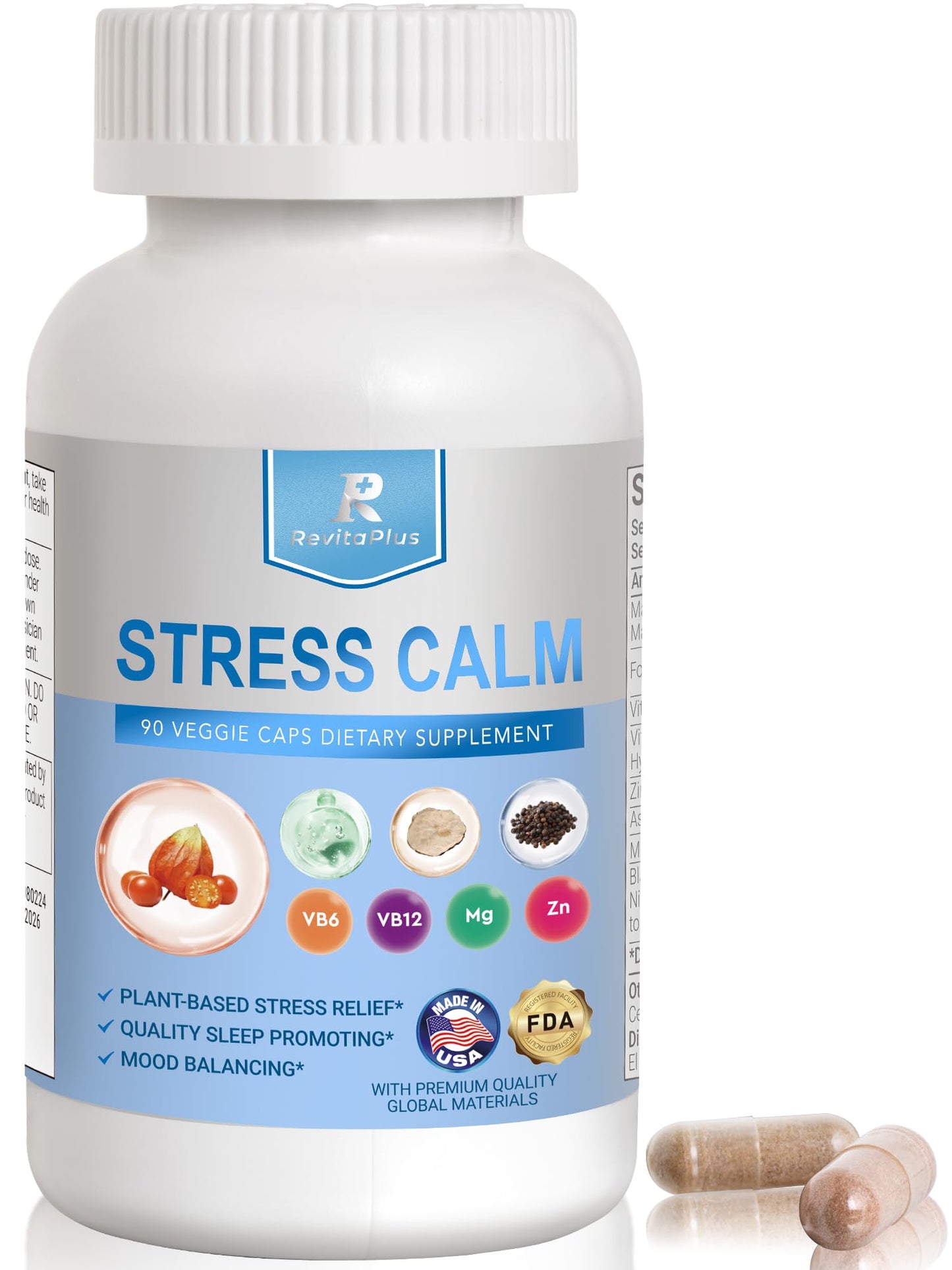 RevitaPlus 8-in-1 Ashwagandha Supplements with B12 B6 Magnesium Maca Zinc Folate, Cortisol Supplements for Women and Men Supports Stress Relief, Sleep, Energy, Focus(90 Capsules) RevitaPlusBuy Supplements Australia