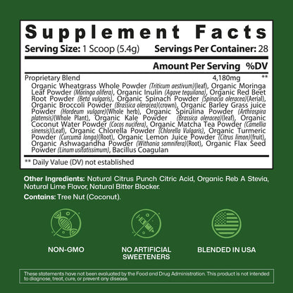 ColonBroom Superfood Greens Powder Supplement | Super Greens Juice Powder with Probiotics, Prebiotics, Spirulina & Chlorella | Natural for Energy, Immunity, Digestion & Detox Support | 28 Servings ColonBroomBuy Supplements Australia