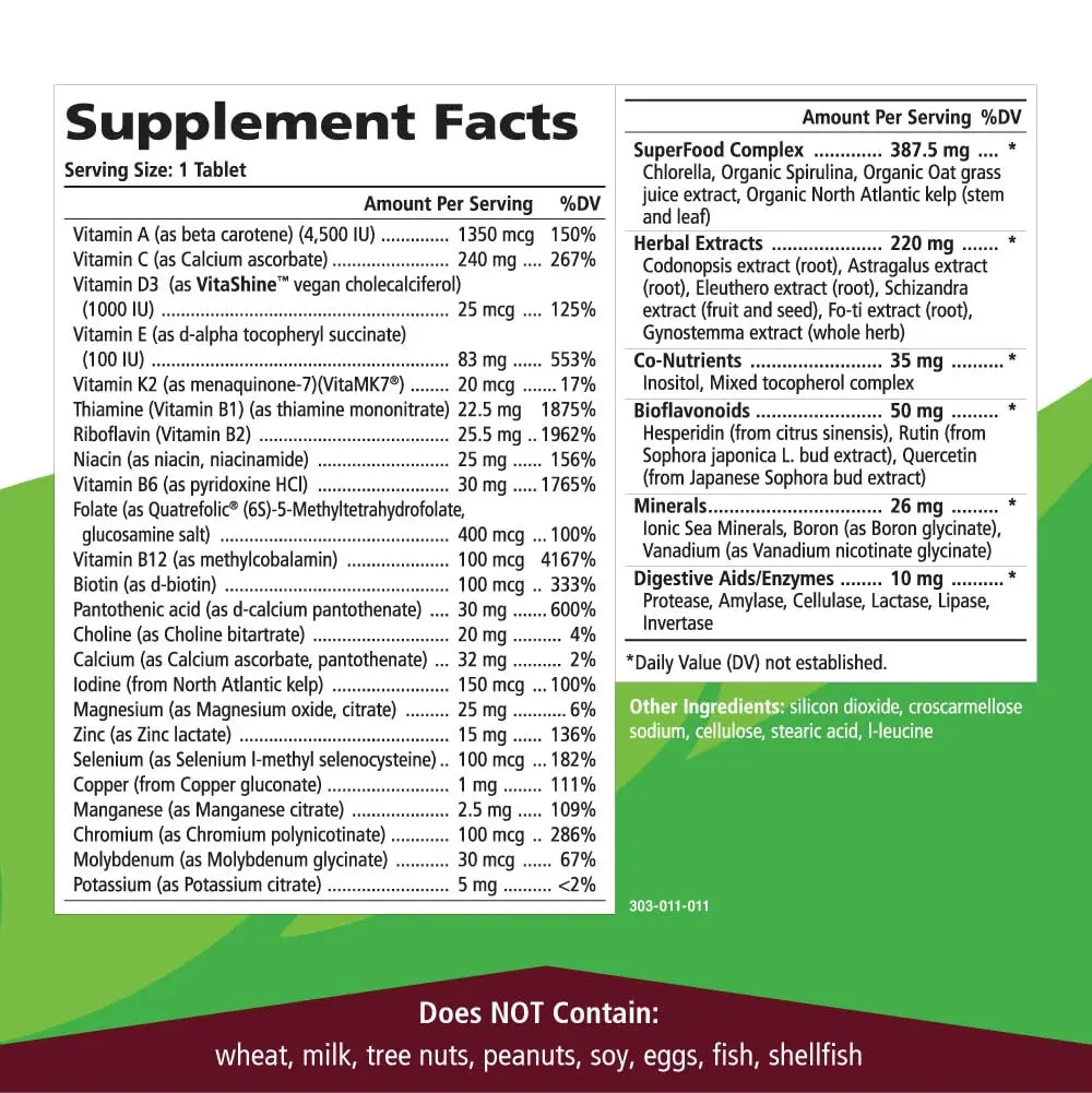 One n Only Whole Food Multivitamin by Pure Essence - Super Energetic Once a Day with Superfoods, Minerals, Enzymes PURE ESSENCE LABS