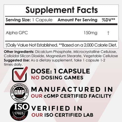 Nootropics Depot Alpha GPC Capsules | 150mg | 60 Count | Choline Supplement | Brain Health Supplement | Supports Healthy Brain Function | Enhance Cognition, Memory + Focus Nootropics DepotBuy Supplements Australia