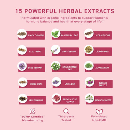 Hormone Balance Liquid Drops | with Black Cohosh, Stinging Nettle, Red Raspberry Leaf, Chasteberry & More | Menopause, Hot Flash, & PMS Relief Menstrual Herbal Support Tincture | Vegan Formula | 2oz SMNutritionBuy Supplements Australia