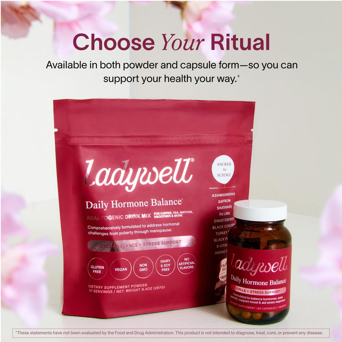 Ladywell Daily Hormone Balance Powder | Natural Cycle Support for Women | Supports Mood, Bloating, Cramps, Skin Health & Cravings with Chasteberry, B Vitamins, Ashwagandha, Saffron + | 30 Servings LadywellBuy Supplements Australia