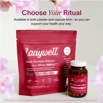 Ladywell Daily Hormone Balance Powder | Natural Cycle Support for Women | Supports Mood, Bloating, Cramps, Skin Health & Cravings with Chasteberry, B Vitamins, Ashwagandha, Saffron + | 30 Servings LadywellBuy Supplements Australia