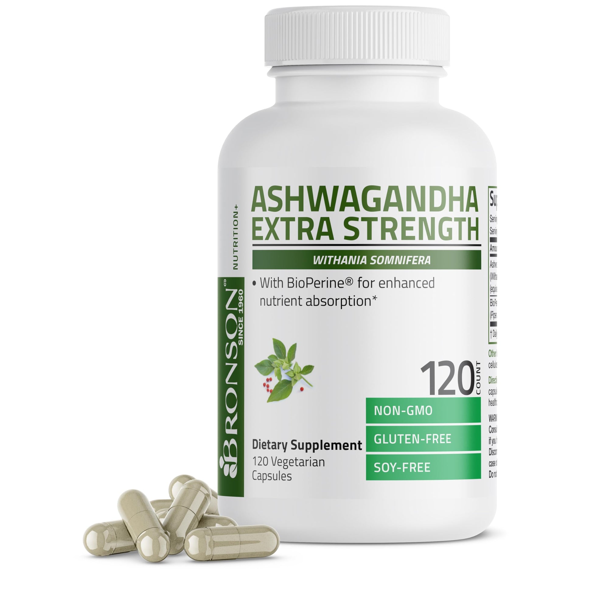 Bronson Ashwagandha Extra Strength Stress & Mood Support with BioPerine - Non GMO Formula, 120 Vegetarian Capsules BronsonBuy Supplements Australia