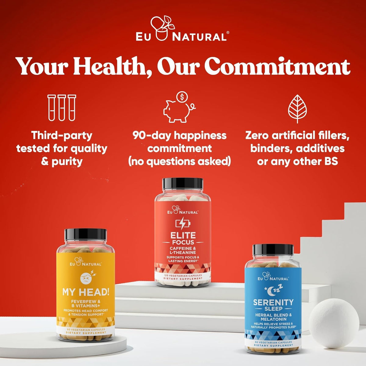 Eu Natural Elite Caffeine Pills with L-Theanine - 100mg Caffeine + 200mg L-Theanine - Jitter-Free Focused Energy & Clean Nootropic Stack - 240 Soft Capsules Eu NaturalBuy Supplements Australia