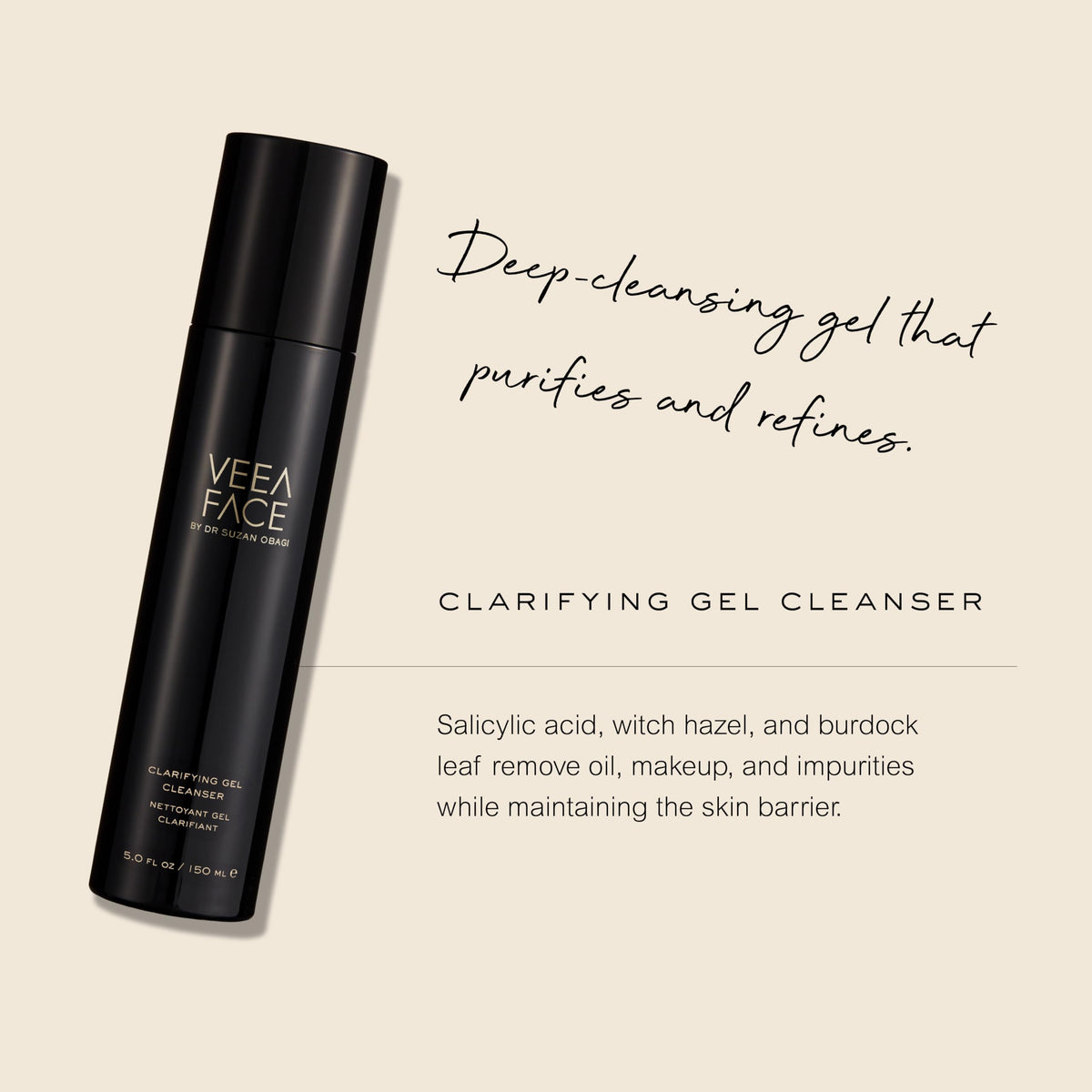 Veea Face by Dr. Suzan Obagi - Clarifying Gel Cleanser | Exfoliating, Refreshing, Soothing | Deep Cleansing without Stripping the Skin (5 fl oz | 150 ml) Veea Face buy supplements Au