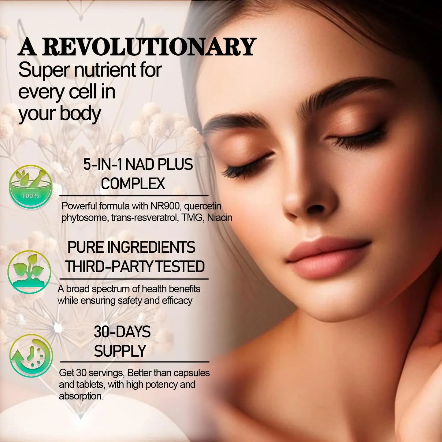 NAD Supplements for Women & Men, Liposomal NAD Nicotinamide Riboside Resveratrol 900mg, TMG, Quercetin, Vitamin B3, Organic Liquid NAD Resveratrol Supplement for Longevity, Energy, Anti-Aging, Focus WellVeraVidaBuy Supplements Australia