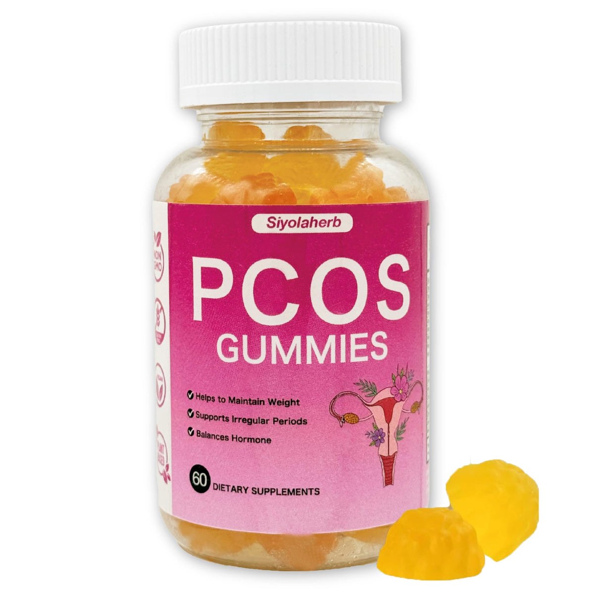 PCOS Vitamins Gummies for Women Hormone Balance & PCOS Relief & Fertility Support, 60 Ovarian Support Vitamins with Inositol for Healthy Menstrual Cycle, Inositol Gummies for Hirsutism and Acne SiyolaherbBuy Supplements Australia