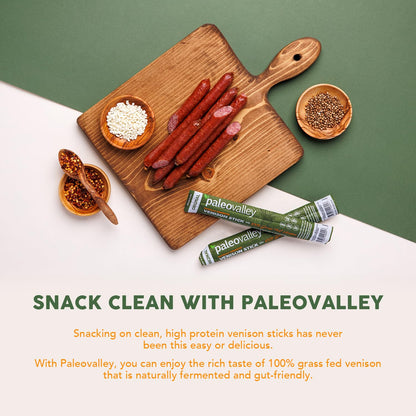 Paleovalley 100% Grass Fed Venison Sticks – 10 Pack – Keto-Friendly, High Protein, Low-Calorie Snack – Omega-3 Rich, Gluten-Free, Nitrate-Free, Naturally Flavored – Healthy On-the-Go Meat Snack PaleovalleyBuy Supplements Australia