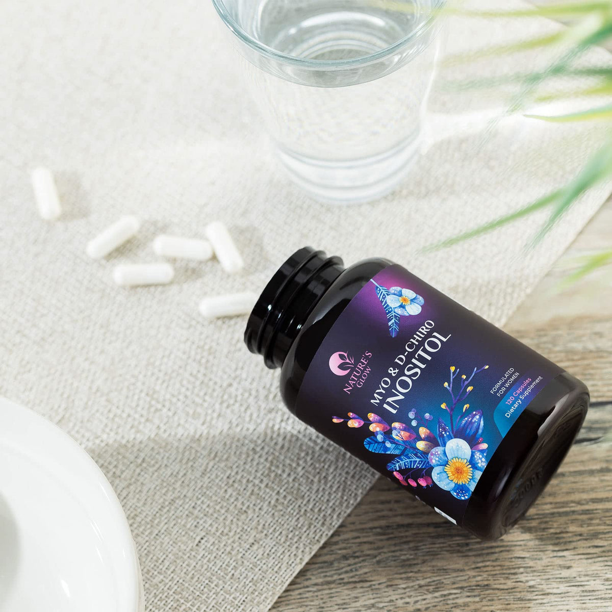 Myo-Inositol & D-Chiro Inositol 1025mg - 40:1 Ideal Ratio for Ovarian Support, Vegan Myo & D Chiro Supplement for Women's Natural Balance and Hormone Support, Vitamin B8, Non-GMO - 120 Capsules Nature's GlowBuy Supplements Australia