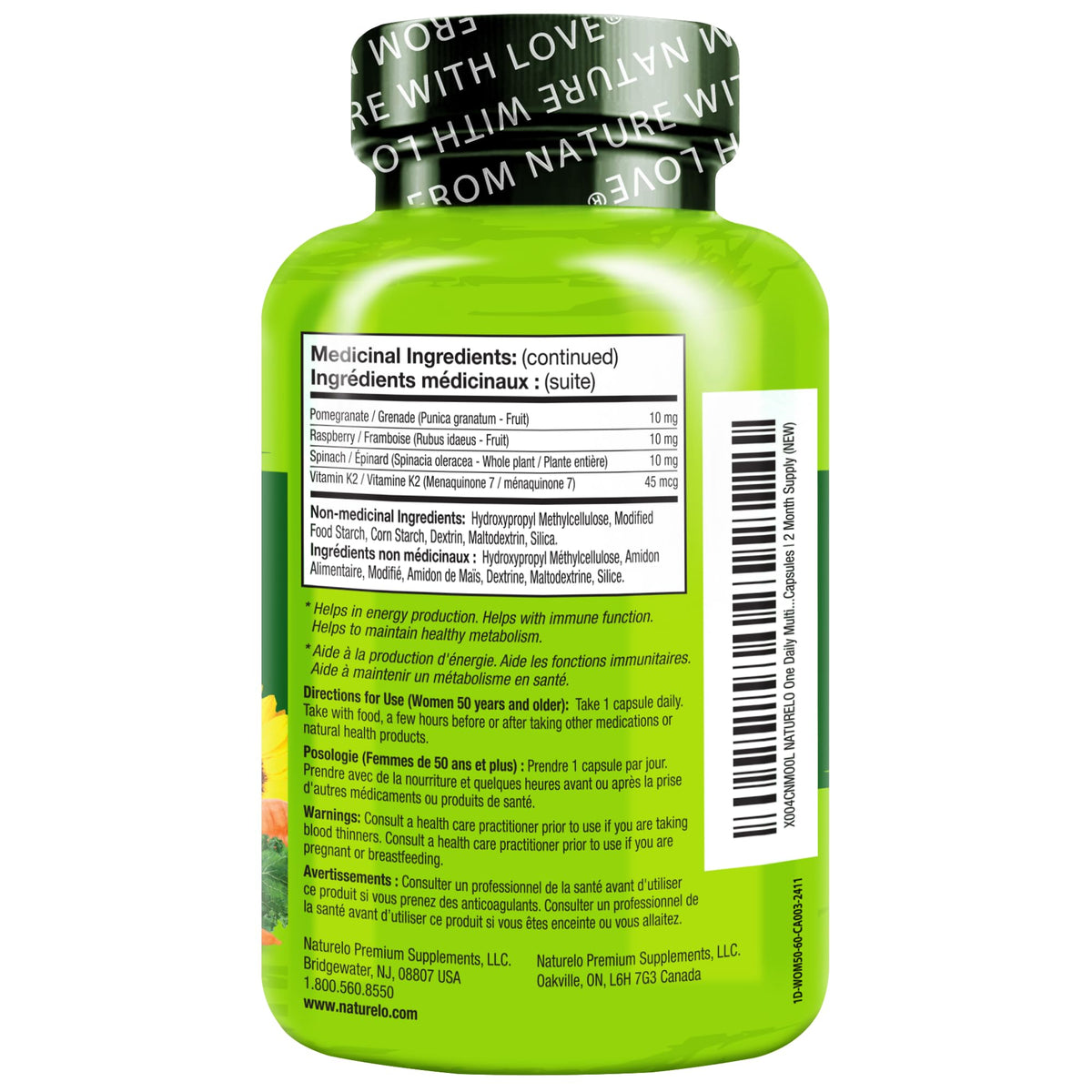 NATURELO One Daily Multivitamin for Women 50+ (Iron Free) - Menopause Support for Women Over 50 - Whole Food Supplement - Non-GMO - No Soy - 60 Capsules - 2 Month Supply NATURELOBuy Supplements Australia