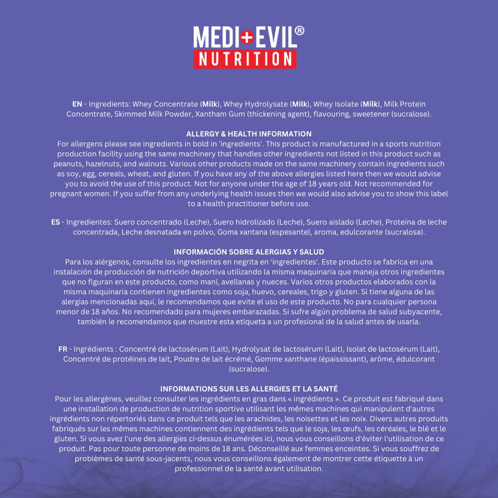 Medi-Evil Nutrition Whey Dynamic Protein, White Chocolate Flavour, 600g, 20 Servings Medi-EvilBuy Supplements Australia