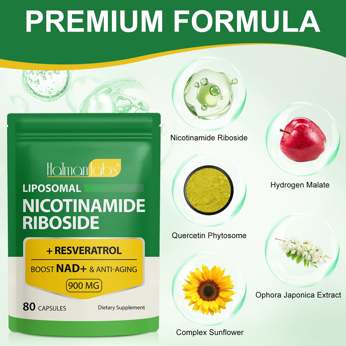 NAD Supplement - Liposomal Nicotinamide Riboside 900mg, Resveratrol, Quercetin - High Purity NAD Supplement for Energy, Support Cellular Health, Stamina & Healthy Aging - Ultra Strength 80 Capsules MXCZBSMBuy Supplements Australia