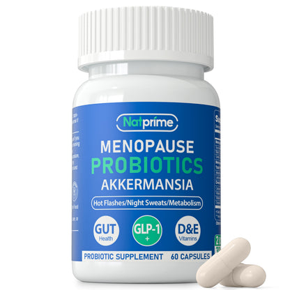 Natprime Menopause Supplements for Women - 60 Billion CFU Akkermansia Probiotic for Hormonal Balance, Night Sweats, Hot Flashes Relief, Gut Health, Mood Support & URO Viginal probiotic - 60 Ct 30 Day NatprimeBuy Supplements Australia