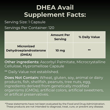MYOXCIENCE DHEA Avail | Absorption Enhanced DHEA | 10mg, 120 Servings MYOXCIENCE buy supplements Au