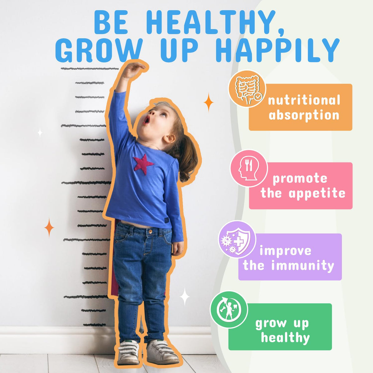 ZEBORA Kids Probiotic & Prebiotics Powder Age 3+ Support Children's Digestive & Immune System with Natural Source, Promotes Constipation Relief, Non-GMO