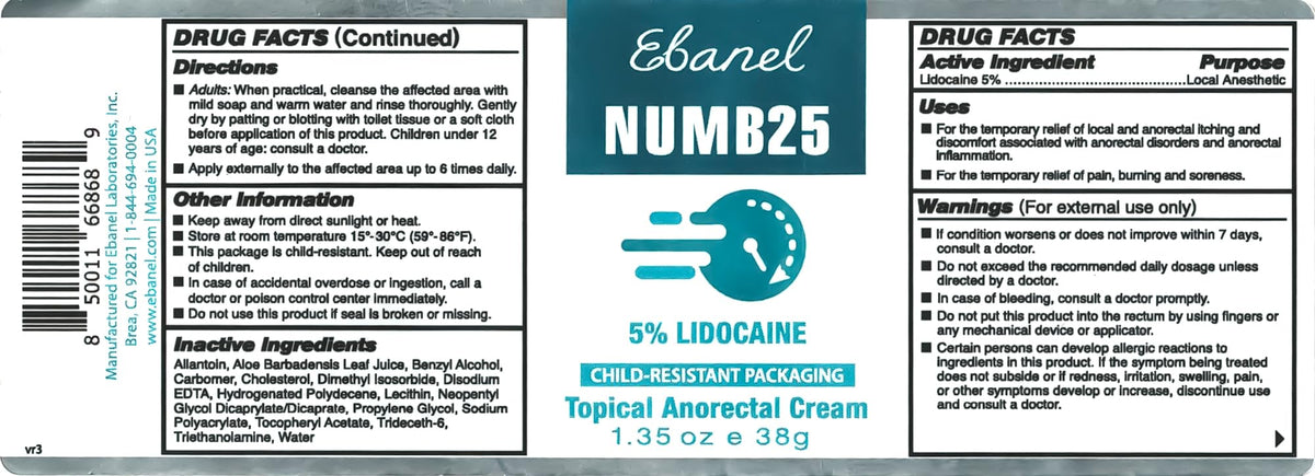 Ebanel 5% Lidocaine Numbing Cream, Pain Relief Burn Itch Numb Cream, Maximum Strength Numb25 Topical Anesthetic with Allantoin, Vitamin E for Local and Anorectal Uses, Hemorrhoid Treatment, 1.35 Oz Gosupps WWW buy supplements Au