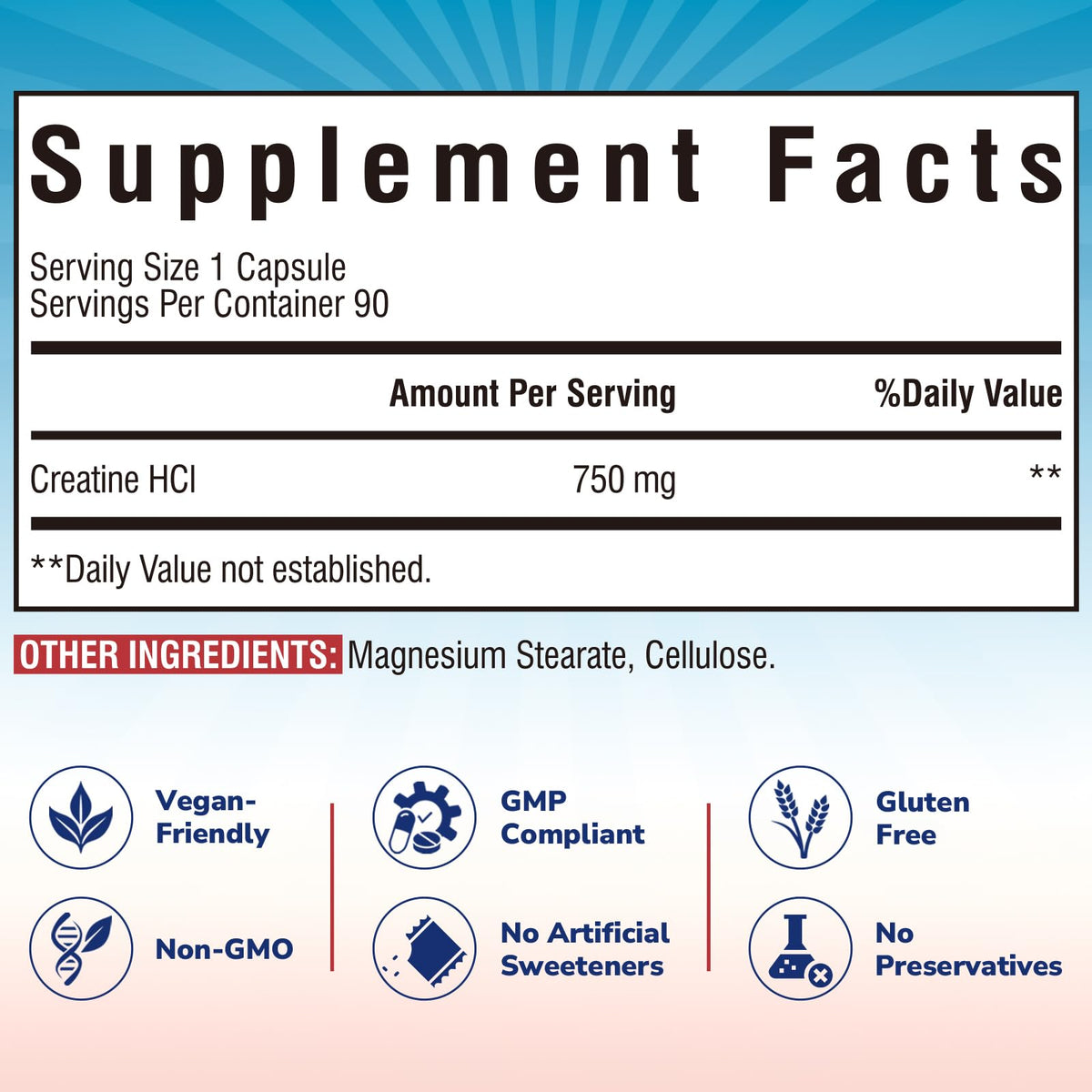 Vitalibre Creatine HCl Capsule, 750mg High Absorption Creatine Hydrochloride, Endurance, Strength, Fast Absorbing, No Load, No Bloat, Monohydrate Micronized Alternative, Once Daily, 90 Capsules VitalibreBuy Supplements Australia