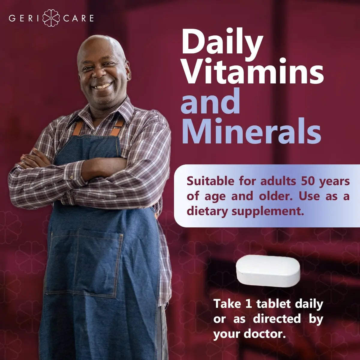 GeriCare Senior Tab 50+ Multivitamin and Minerals Tablets - Immune Support - Age-Defying Nutrition, 100 Count (Pack of 2) GeriCare