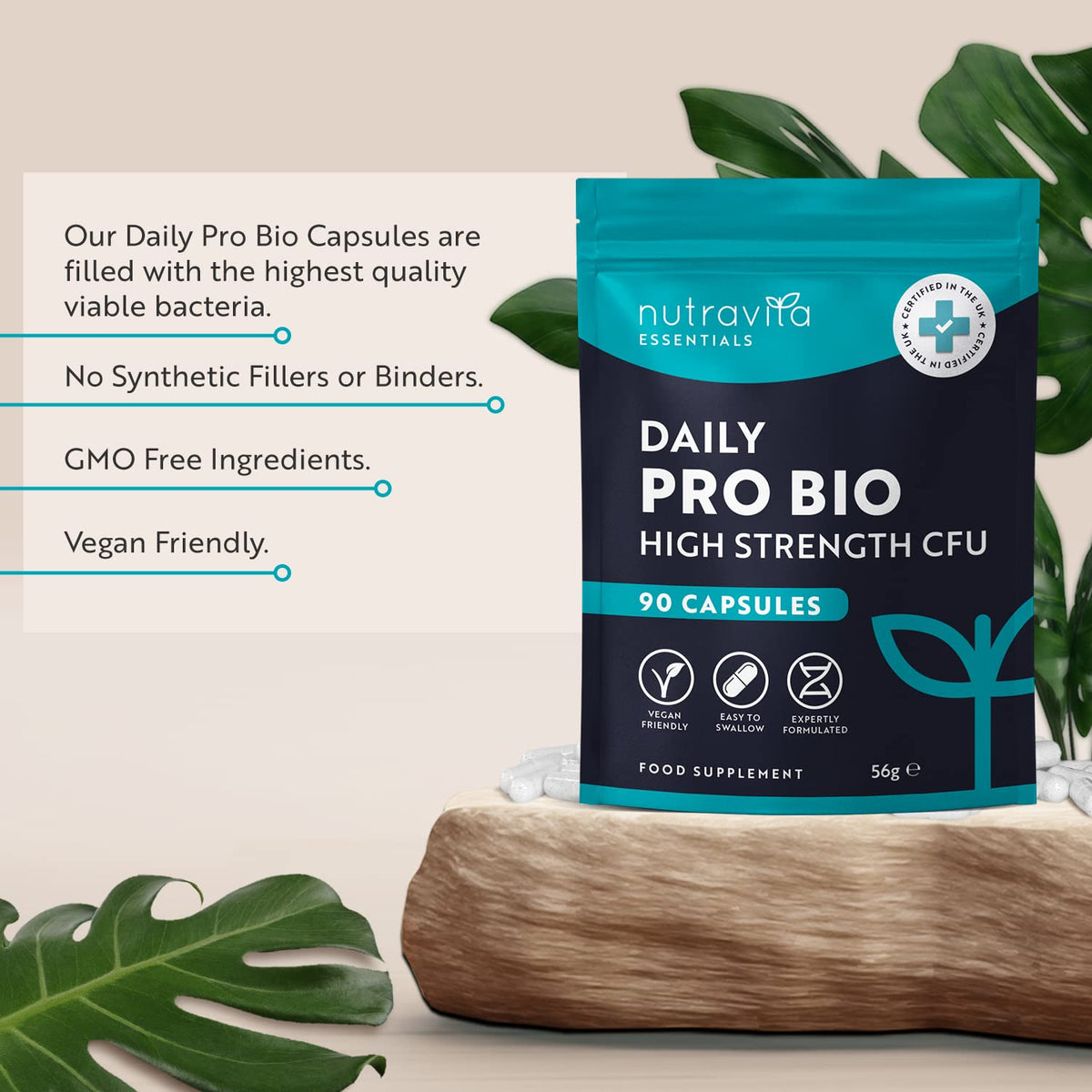 Probiotics for Gut Health - 90 Vegan Capsules (Not Tablets) for Bloating Relief NutravitaBuy Supplements Australia