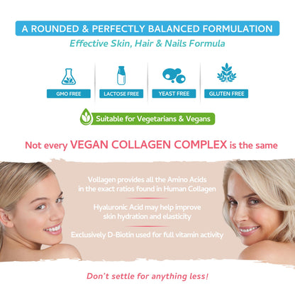 Vegan Collagen & Hyaluronic Acid Complex - 60 Capsules - Effective Skin, Hair & Nails Formula with 500mg swiss bioenergeticsBuy Supplements Australia