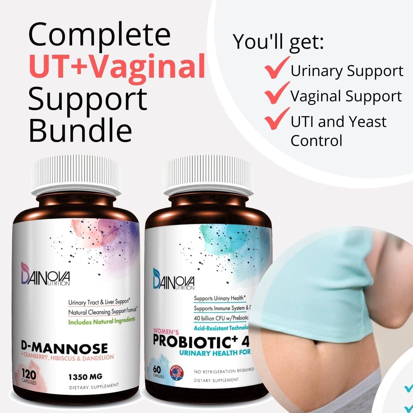 Dainova Nutrition D Mannose Capsules and Probiotics for Women Bundle I Urinary Tract Dainova NutritionBuy Supplements Australia