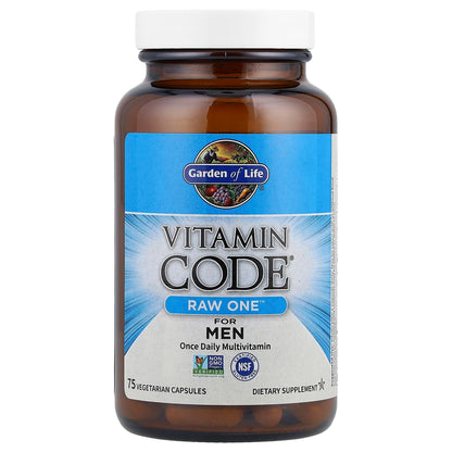 Garden of Life Vitamin Code Raw One for Men, Once Daily Multivitamin, 75 Capsules, One a Day Mens Vitamins Plus Fruit, Veggies & Probiotics for Mens Health